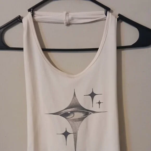 White Cream Color  Graphic Tank Top - Picture 2 of 7